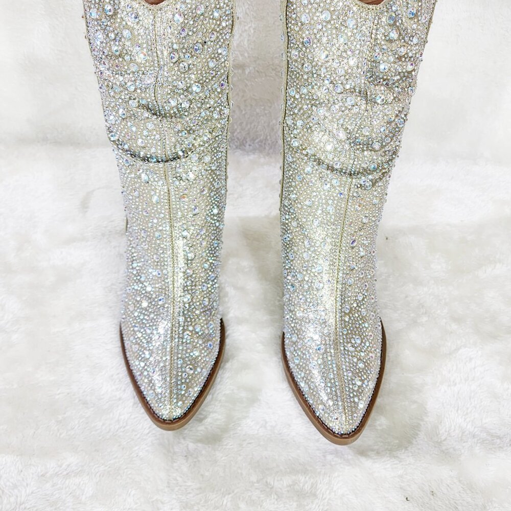 Angel Riders Rhinestones Country Glam Western Cowgirl Slouch Calf Boots - Picture 10 of 14